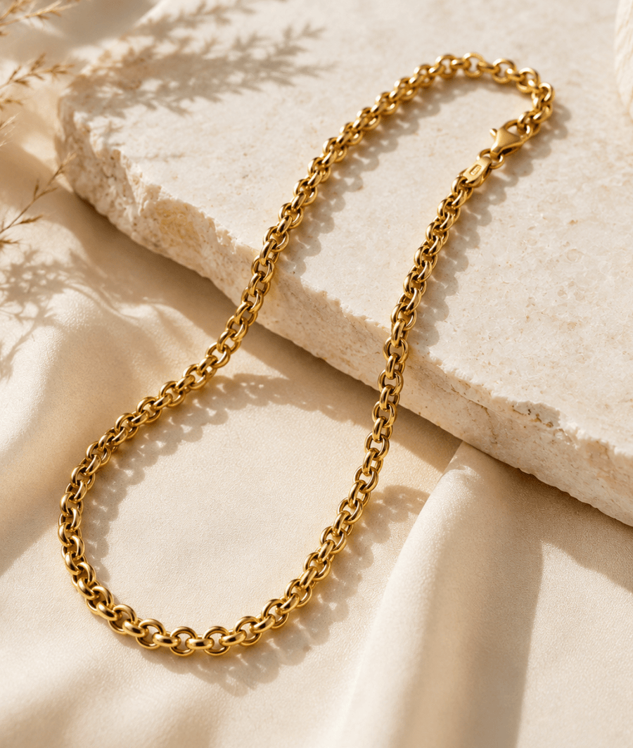 14K Yellow Gold Rolo Link Chain 18" - Kingdom Jewelry