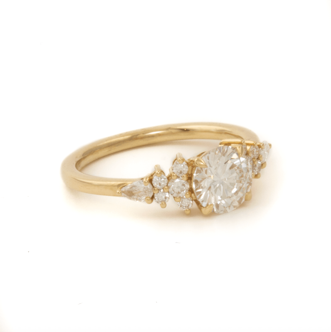14K Yellow Gold Round lab grown diamond Ring - Kingdom Jewelry