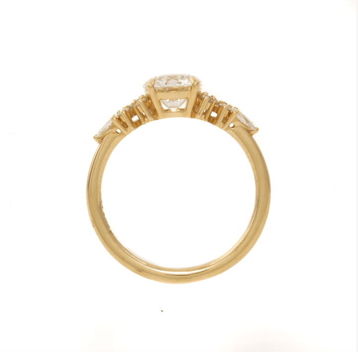 14K Yellow Gold Round lab grown diamond Ring - Kingdom Jewelry
