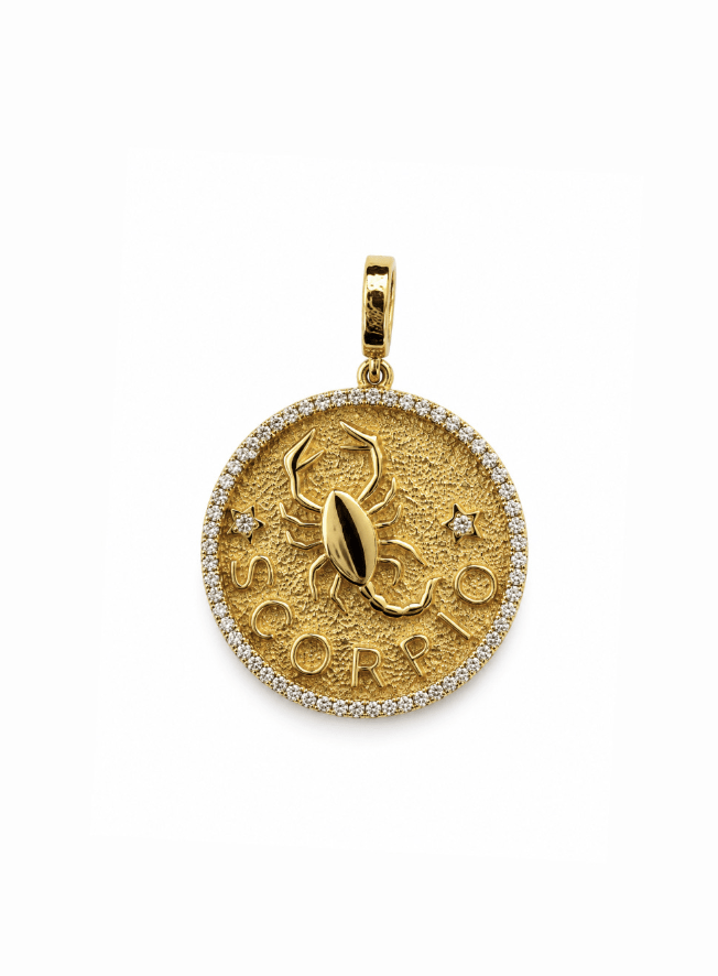 14k Yellow Gold Scorpio Pendant w/ Natural Diamonds - Kingdom Jewelry