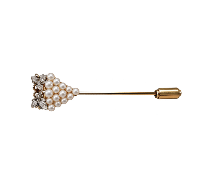 14k Yellow Gold Seed Pearl Grape Brooch - Kingdom Jewelry
