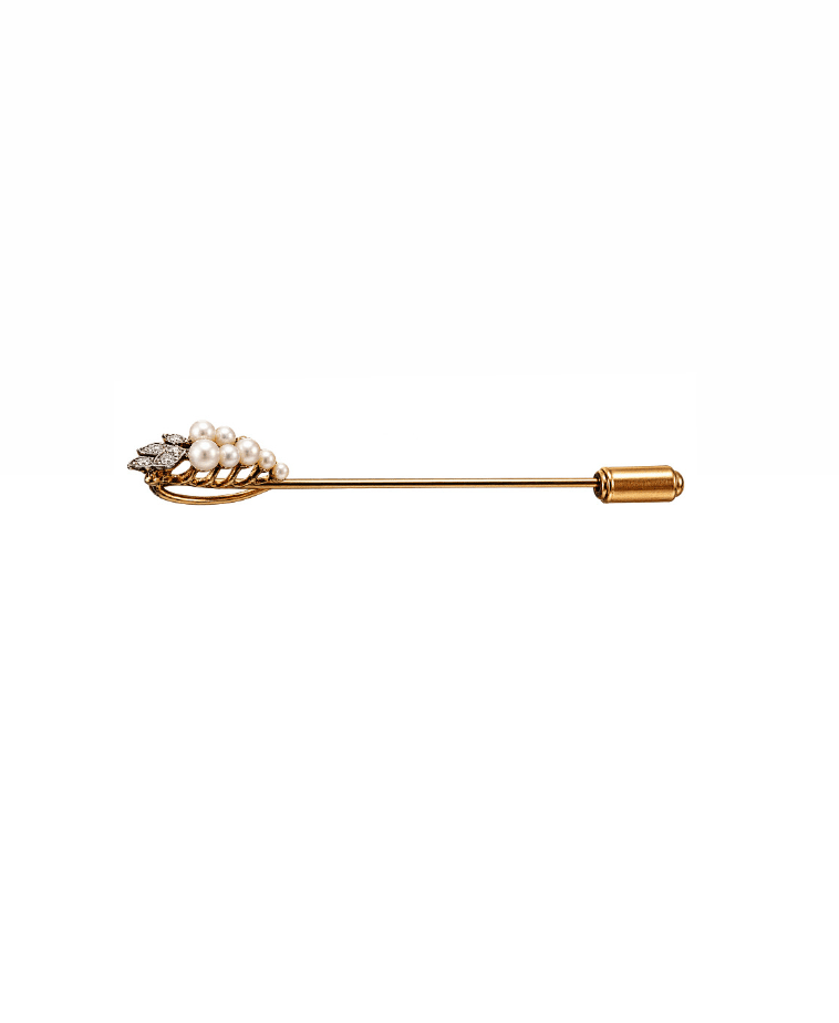 14k Yellow Gold Seed Pearl Grape Brooch - Kingdom Jewelry