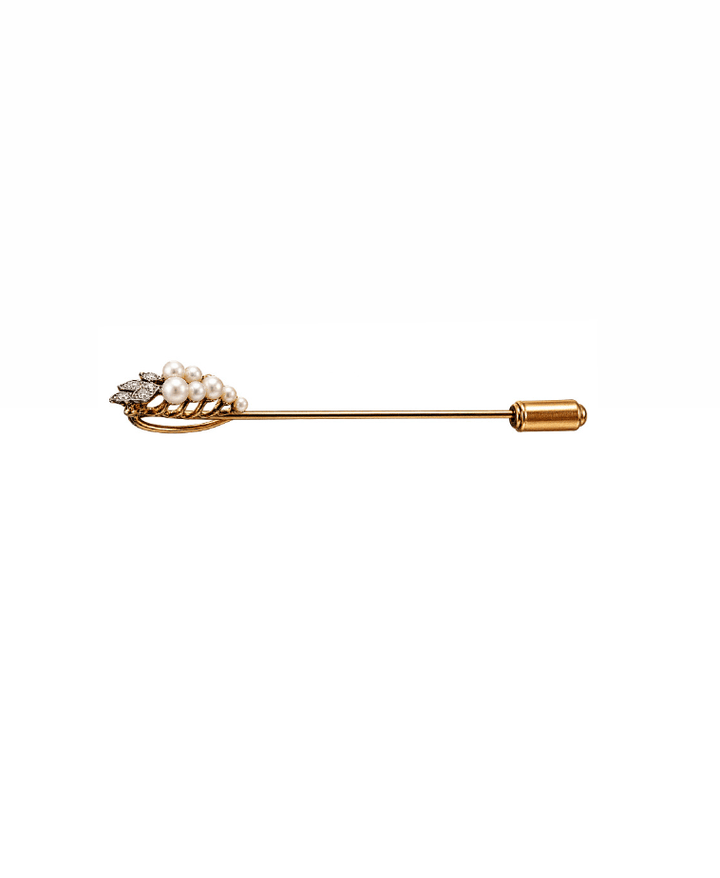 14k Yellow Gold Seed Pearl Grape Brooch - Kingdom Jewelry