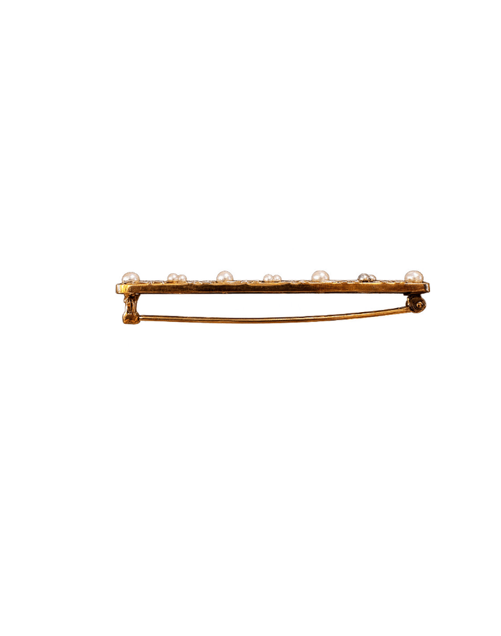 14k Yellow Gold Seed Pearl Leaf Design Brooch - Kingdom Jewelry