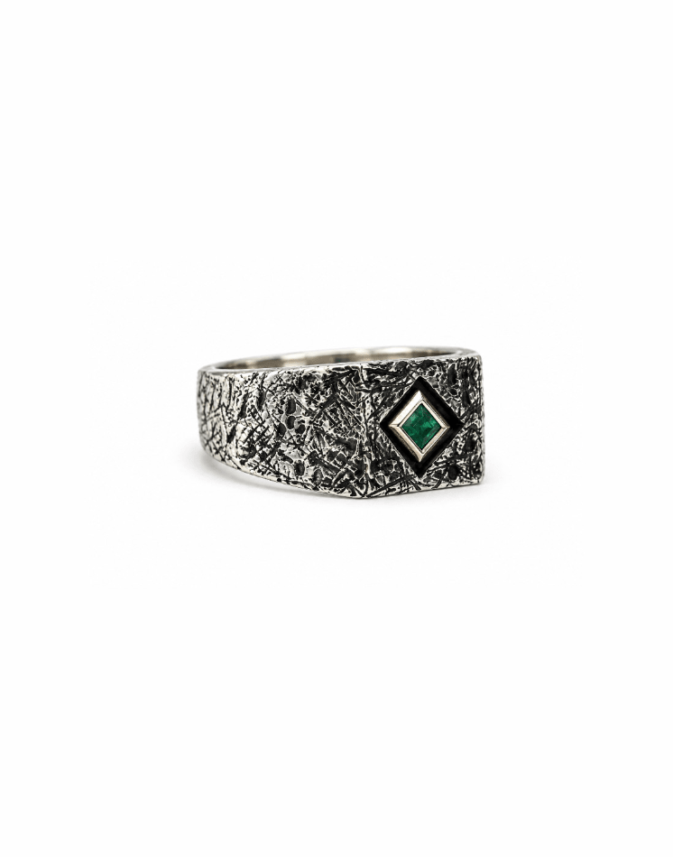 14K Yellow Gold & Silver Emerald Ring - Kingdom Jewelry