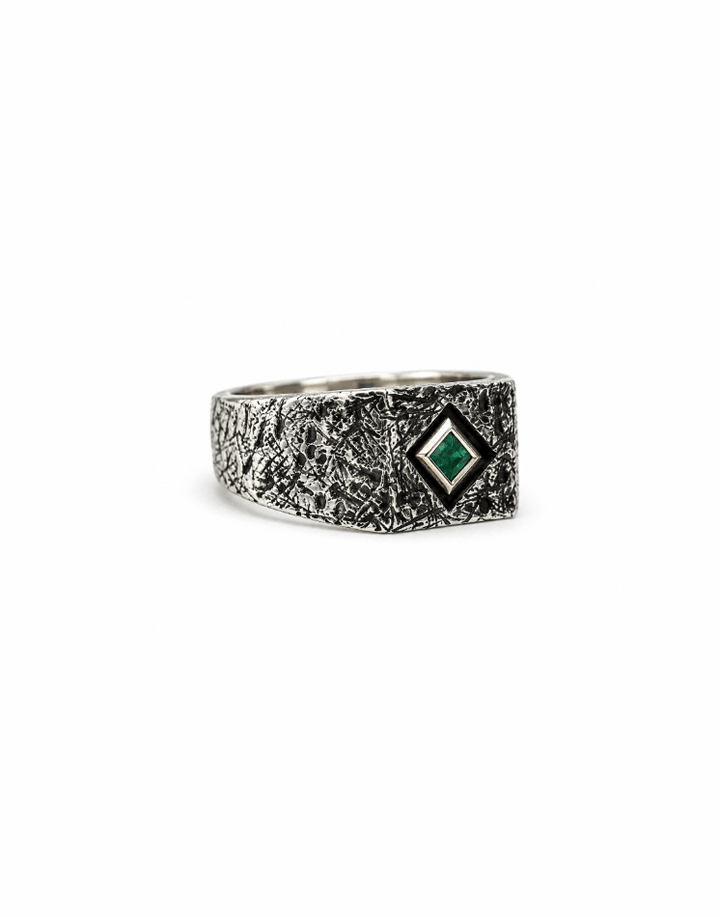 14K Yellow Gold & Silver Emerald Ring - Kingdom Jewelry