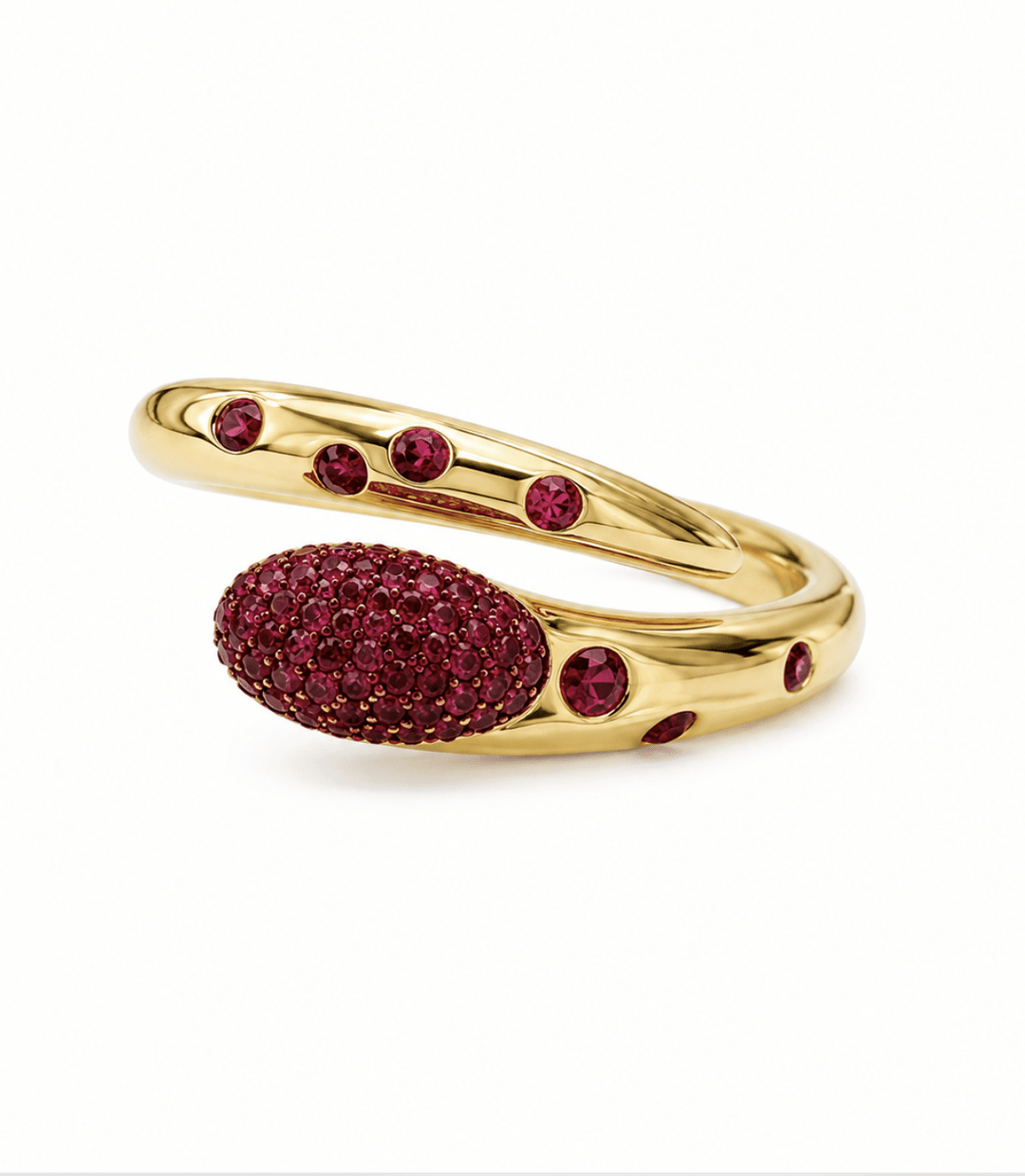 14K Yellow Gold Snke Ring with Ruby's - Kingdom Jewelry