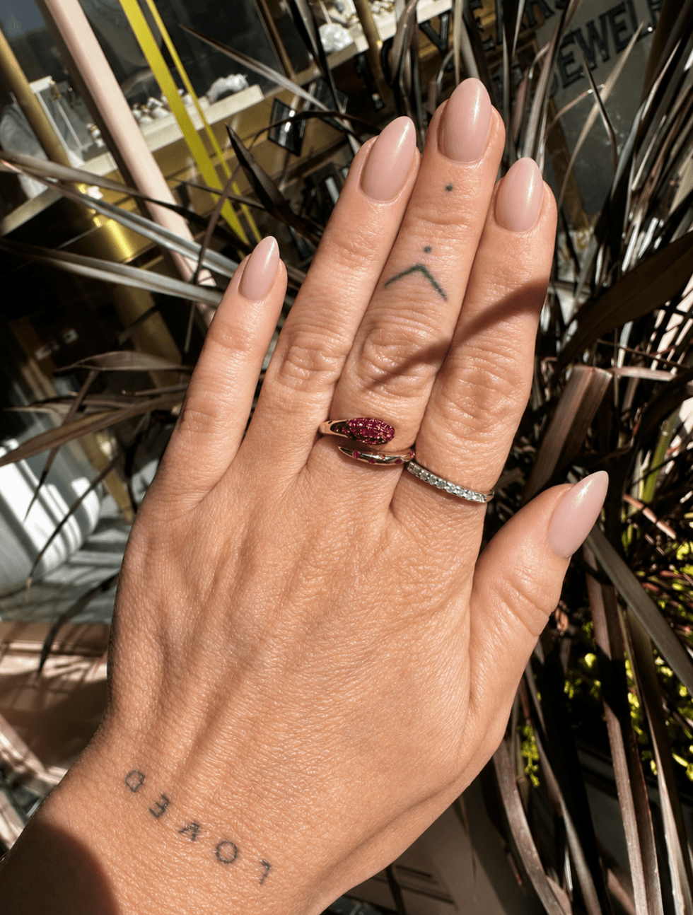 14K Yellow Gold Snke Ring with Ruby's - Kingdom Jewelry