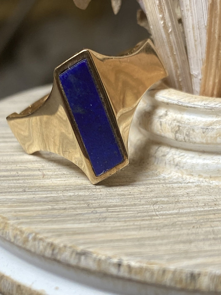 14k Yellow Gold Vintage Lapis Lazuli Ring - Kingdom Jewelry