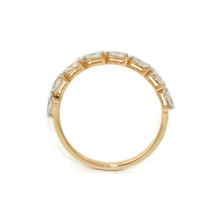 14k Yellow Gold x 0.89ctw Pear Lab Diamond Half - Eternity Band - Kingdom Jewelry