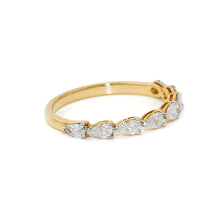 14k Yellow Gold x 0.89ctw Pear Lab Diamond Half - Eternity Band - Kingdom Jewelry