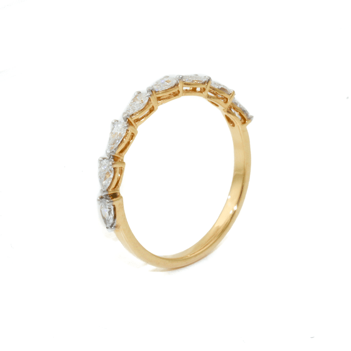14k Yellow Gold x 0.89ctw Pear Lab Diamond Half - Eternity Band - Kingdom Jewelry