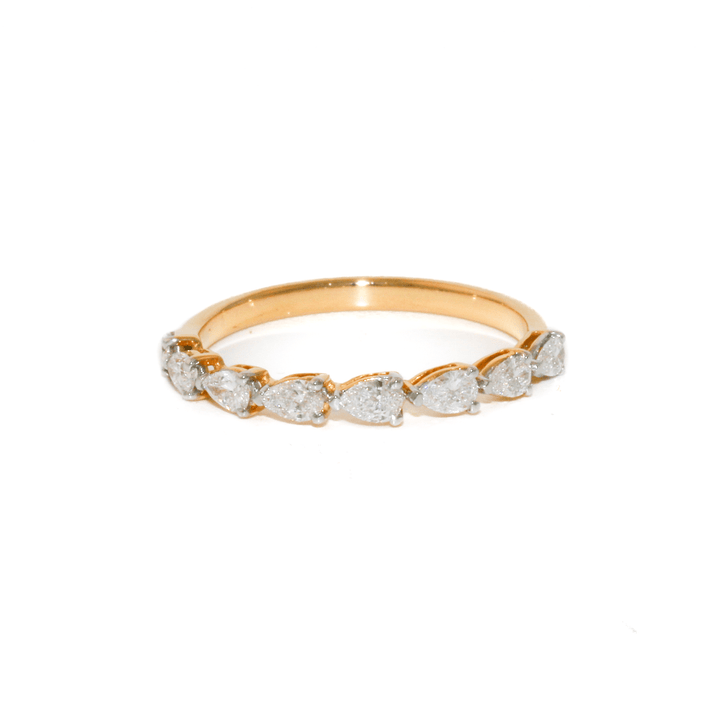 14k Yellow Gold x 0.89ctw Pear Lab Diamond Half - Eternity Band - Kingdom Jewelry