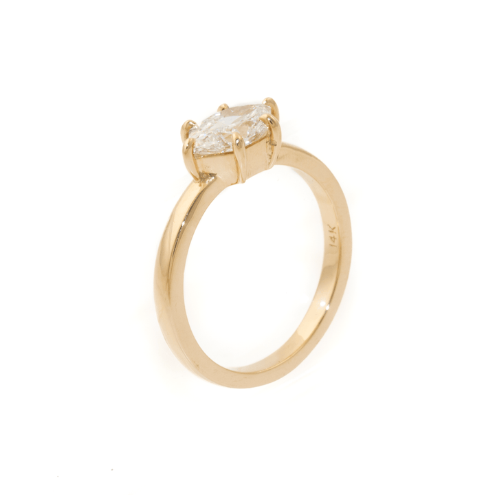 14k Yellow Gold x 1.04ct E VS1 Elongated Hexagon Cut Lab Diamond Engagement Solitaire - Kingdom Jewelry