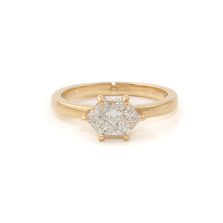 14k Yellow Gold x 1.04ct E VS1 Elongated Hexagon Cut Lab Diamond Engagement Solitaire - Kingdom Jewelry