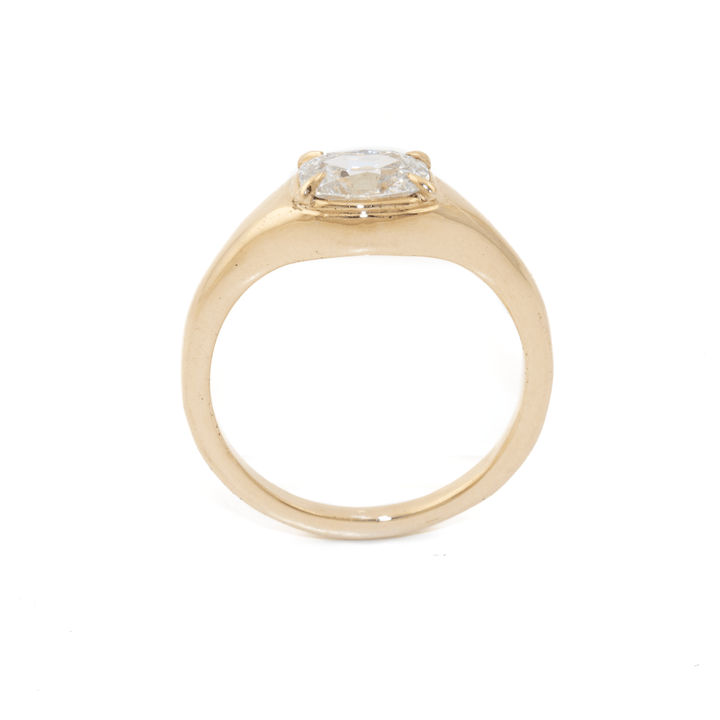 14k Yellow Gold x 1.07ct E VS1 Cushion - Cut Lab Diamond Antique Solitaire - Kingdom Jewelry
