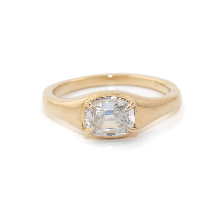 14k Yellow Gold x 1.07ct E VS1 Cushion - Cut Lab Diamond Antique Solitaire - Kingdom Jewelry