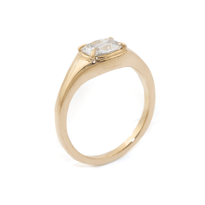 14k Yellow Gold x 1.07ct E VS1 Cushion - Cut Lab Diamond Antique Solitaire - Kingdom Jewelry