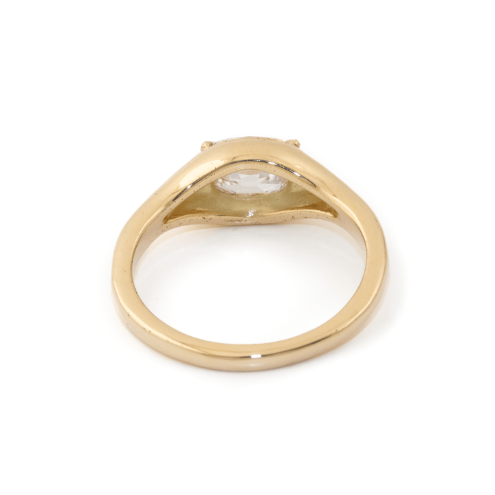 14k Yellow Gold x 1.07ct E VS1 Cushion - Cut Lab Diamond Antique Solitaire - Kingdom Jewelry