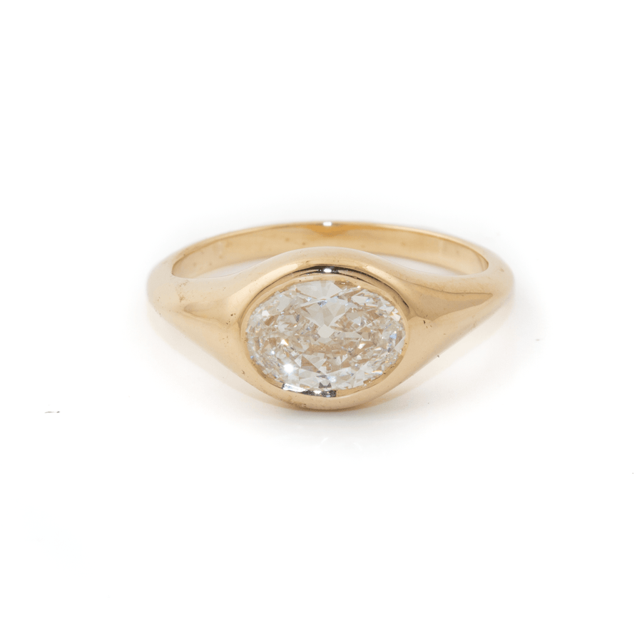 14k Yellow Gold x 1.52ct E VVS2 Oval - Cut Lab Diamond Antique Solitaire - Kingdom Jewelry