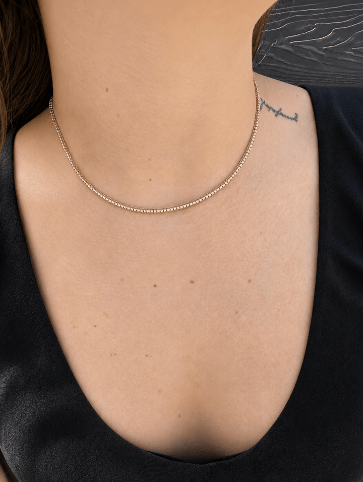 14k Yellow Gold x 3.55ct VS FG Lab Diamond Tennis Necklace - Kingdom Jewelry