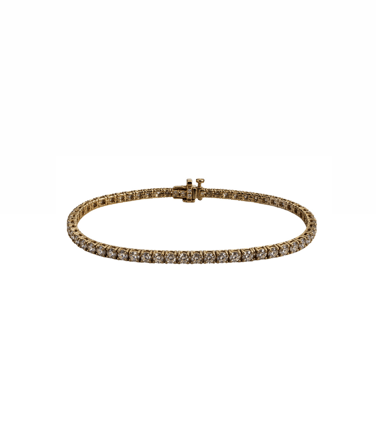 14k Yellow Gold x 3mm Lab Diamond Tennis Bracelet - Kingdom Jewelry