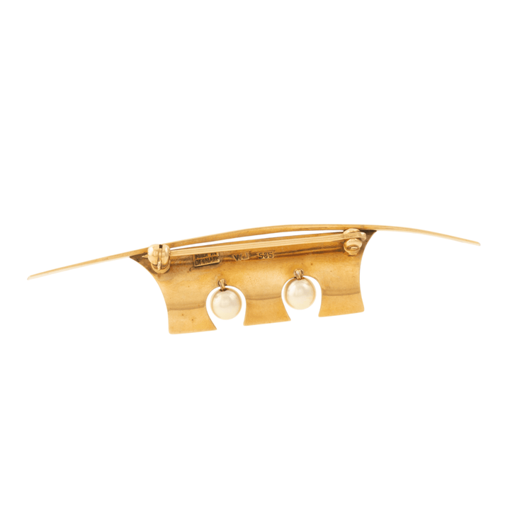 14k Yellow Gold x Abstract Pearl Brooch - Kingdom Jewelry