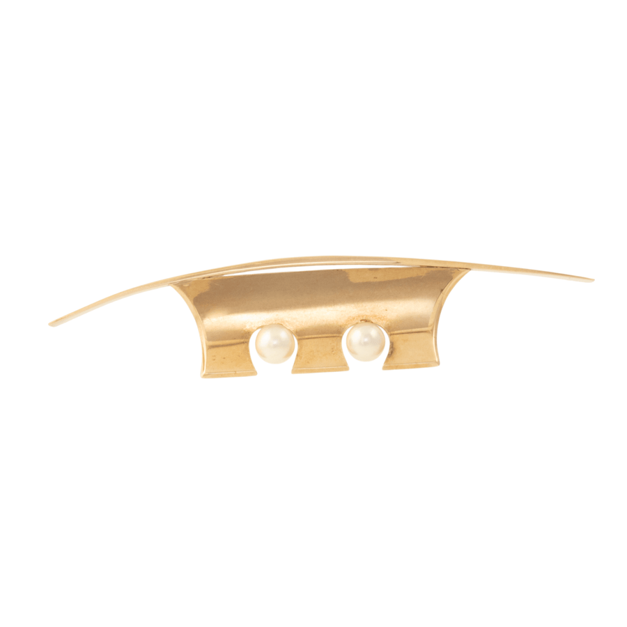 14k Yellow Gold x Abstract Pearl Brooch - Kingdom Jewelry
