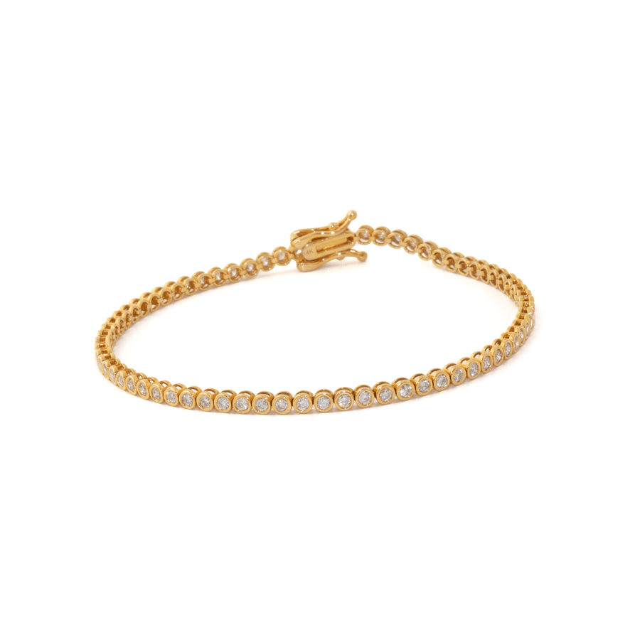 14k Yellow Gold x Full Bezel-Set 2ct Round Lab-Grown Diamond Bracelet - Kingdom Jewelry