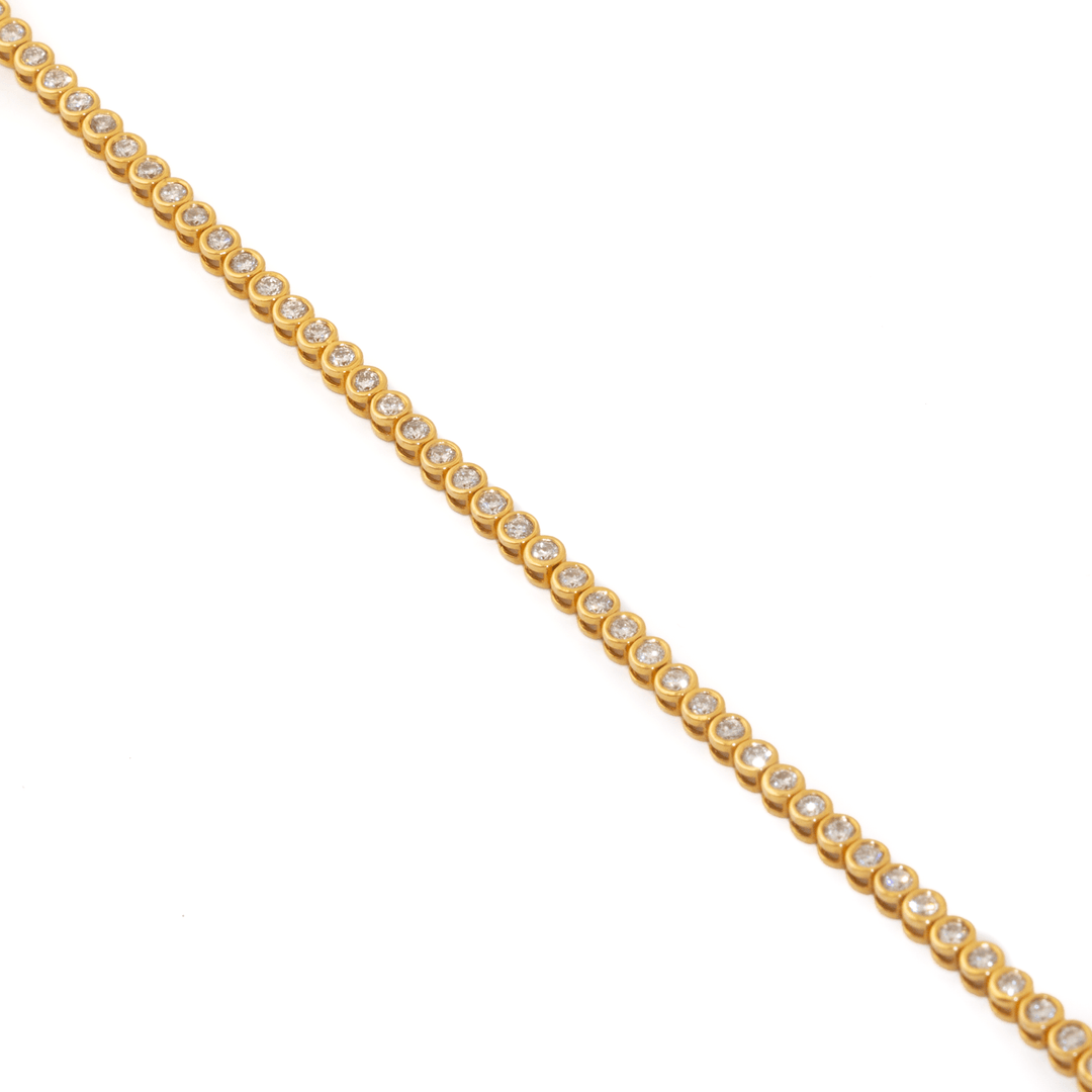 14k Yellow Gold x Full Bezel-Set 2ct Round Lab-Grown Diamond Bracelet - Kingdom Jewelry