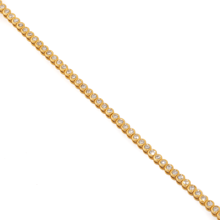 14k Yellow Gold x Full Bezel-Set 2ct Round Lab-Grown Diamond Bracelet - Kingdom Jewelry