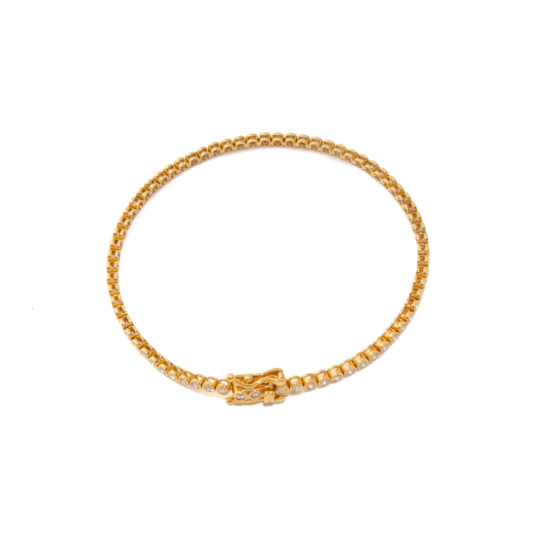 14k Yellow Gold x Full Bezel-Set 2ct Round Lab-Grown Diamond Bracelet - Kingdom Jewelry
