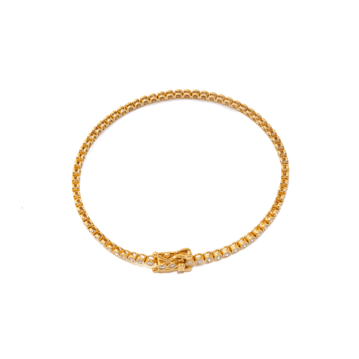 14k Yellow Gold x Full Bezel-Set 2ct Round Lab-Grown Diamond Bracelet - Kingdom Jewelry