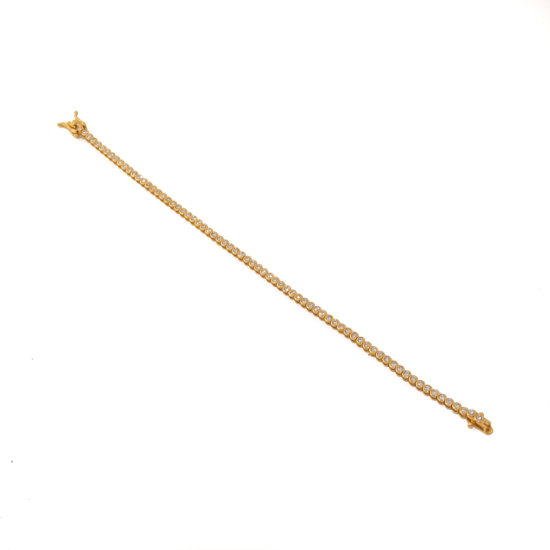 14k Yellow Gold x Full Bezel-Set 2ct Round Lab-Grown Diamond Bracelet - Kingdom Jewelry