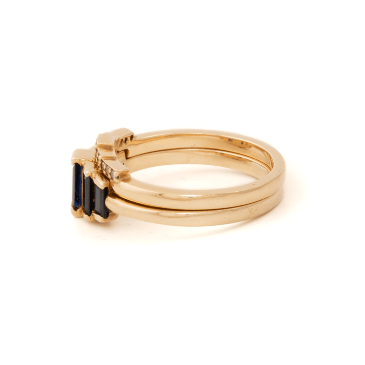 14k Yellow Gold x Sapphire Baguette & Natural Diamond Engagement Suite - Kingdom Jewelry