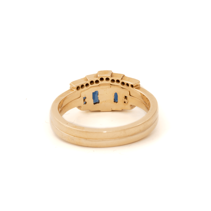 14k Yellow Gold x Sapphire Baguette & Natural Diamond Engagement Suite - Kingdom Jewelry