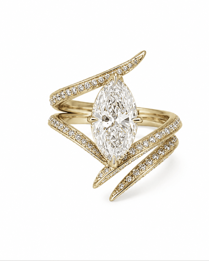 14kt Yellow Gold Marquise Bypass Ring - Kingdom Jewelry