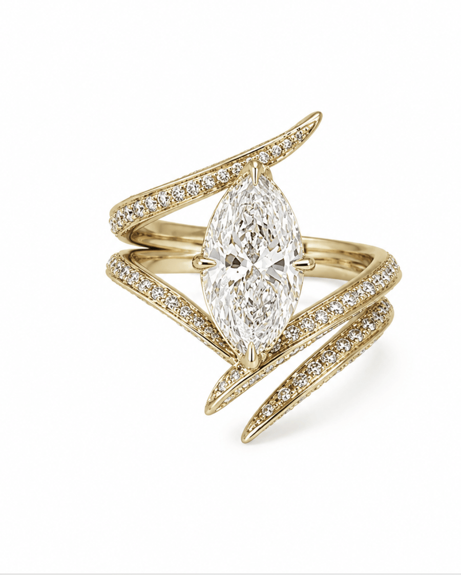 14kt Yellow Gold Marquise Bypass Ring - Kingdom Jewelry