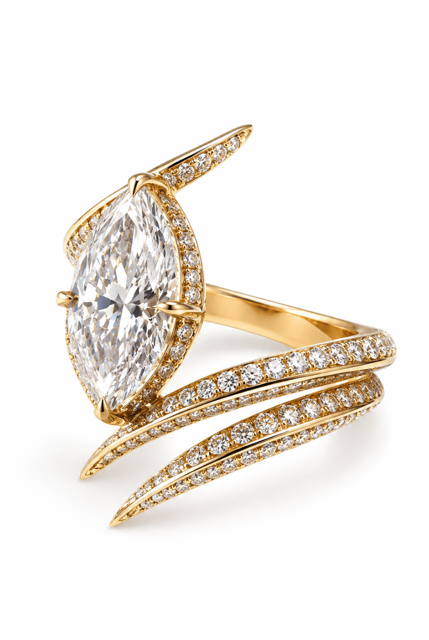 14kt Yellow Gold Marquise Bypass Ring - Kingdom Jewelry