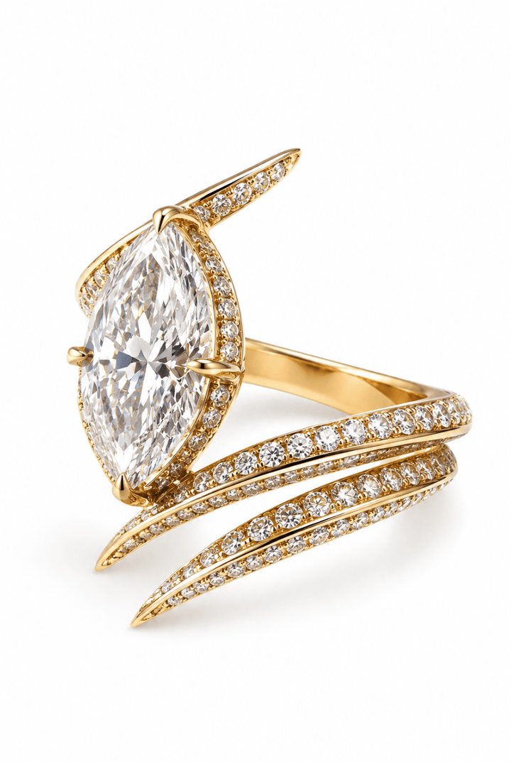 14kt Yellow Gold Marquise Bypass Ring - Kingdom Jewelry