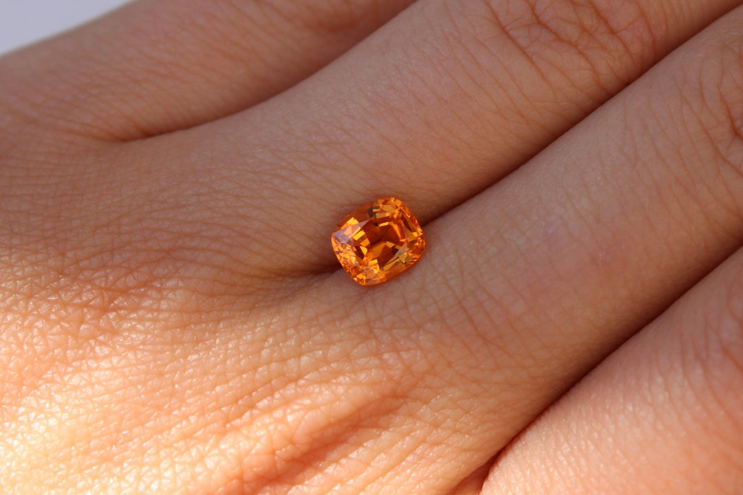 1.60ct Cushion Mandarin Garnet - Kingdom Jewelry