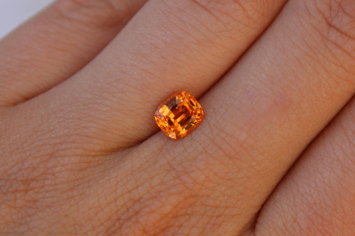 1.60ct Cushion Mandarin Garnet - Kingdom Jewelry