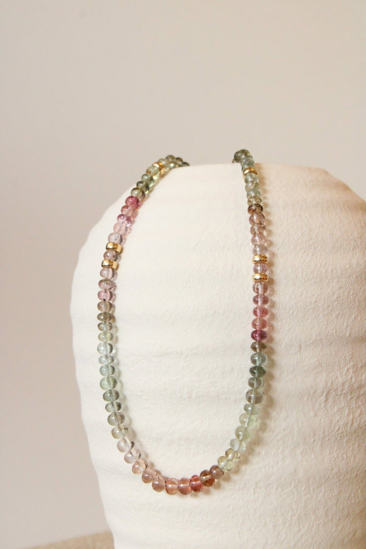 17" Wild Flora Smooth Tourmaline Gem Strand x 14K Gold Beads - Kingdom Jewelry