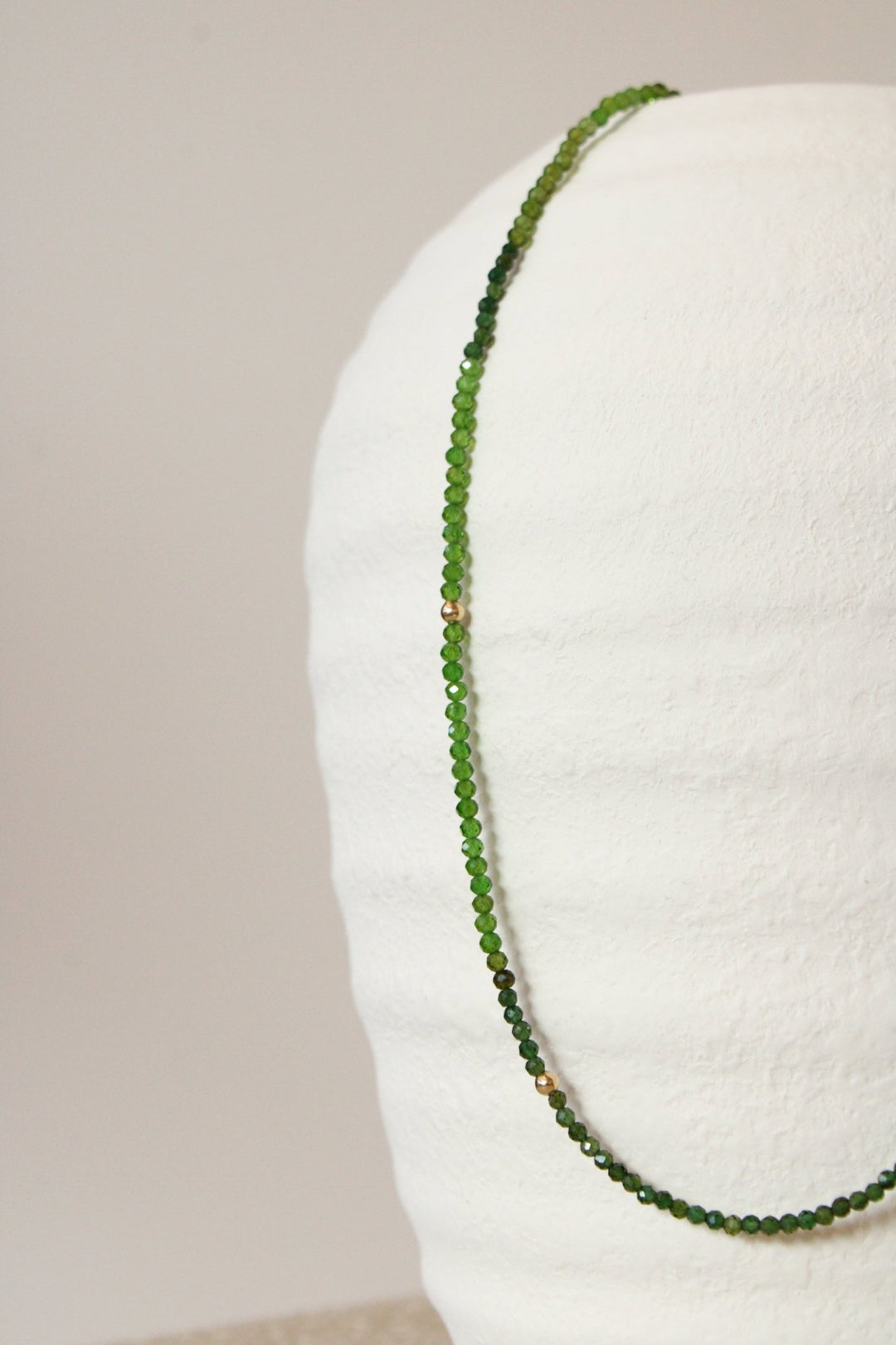 17.5" Green Chrome Diopside + Tourmaline Gem Strand x 14K Gold Beads - Kingdom Jewelry