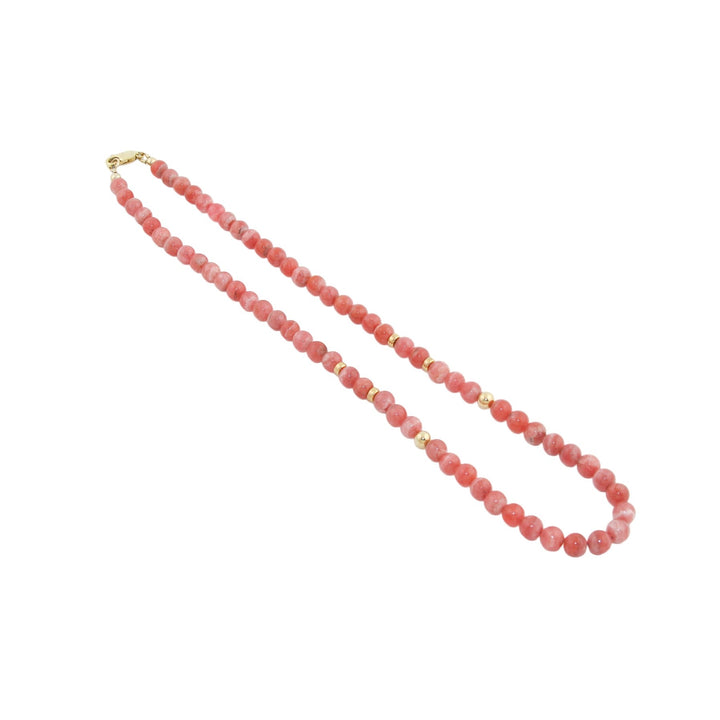17.5" Rhodochrosite x Gold Beaded Necklace - Kingdom Jewelry