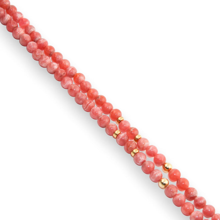 17.5" Rhodochrosite x Gold Beaded Necklace - Kingdom Jewelry