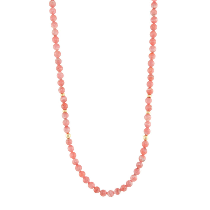 17.5" Rhodochrosite x Gold Beaded Necklace - Kingdom Jewelry