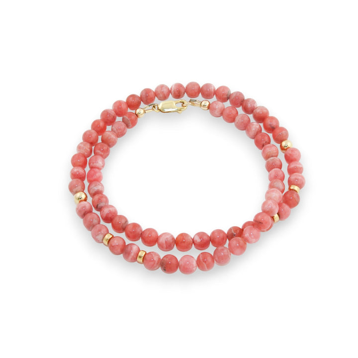 17.5" Rhodochrosite x Gold Beaded Necklace - Kingdom Jewelry