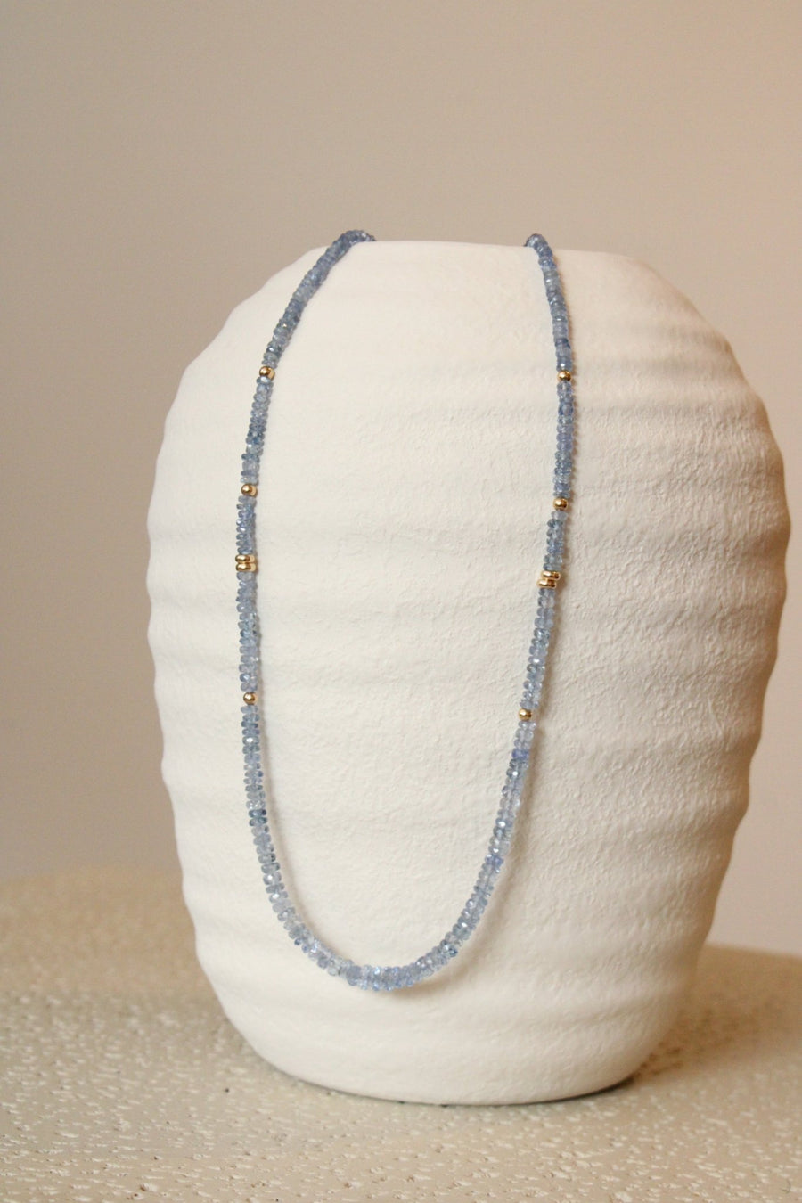 18" Blue Sapphire Faceted Gem Strand x 14K Gold Beads - Kingdom Jewelry