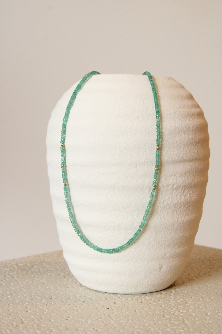 18" Faceted Emerald Gem Strand x 14K Beads - Kingdom Jewelry